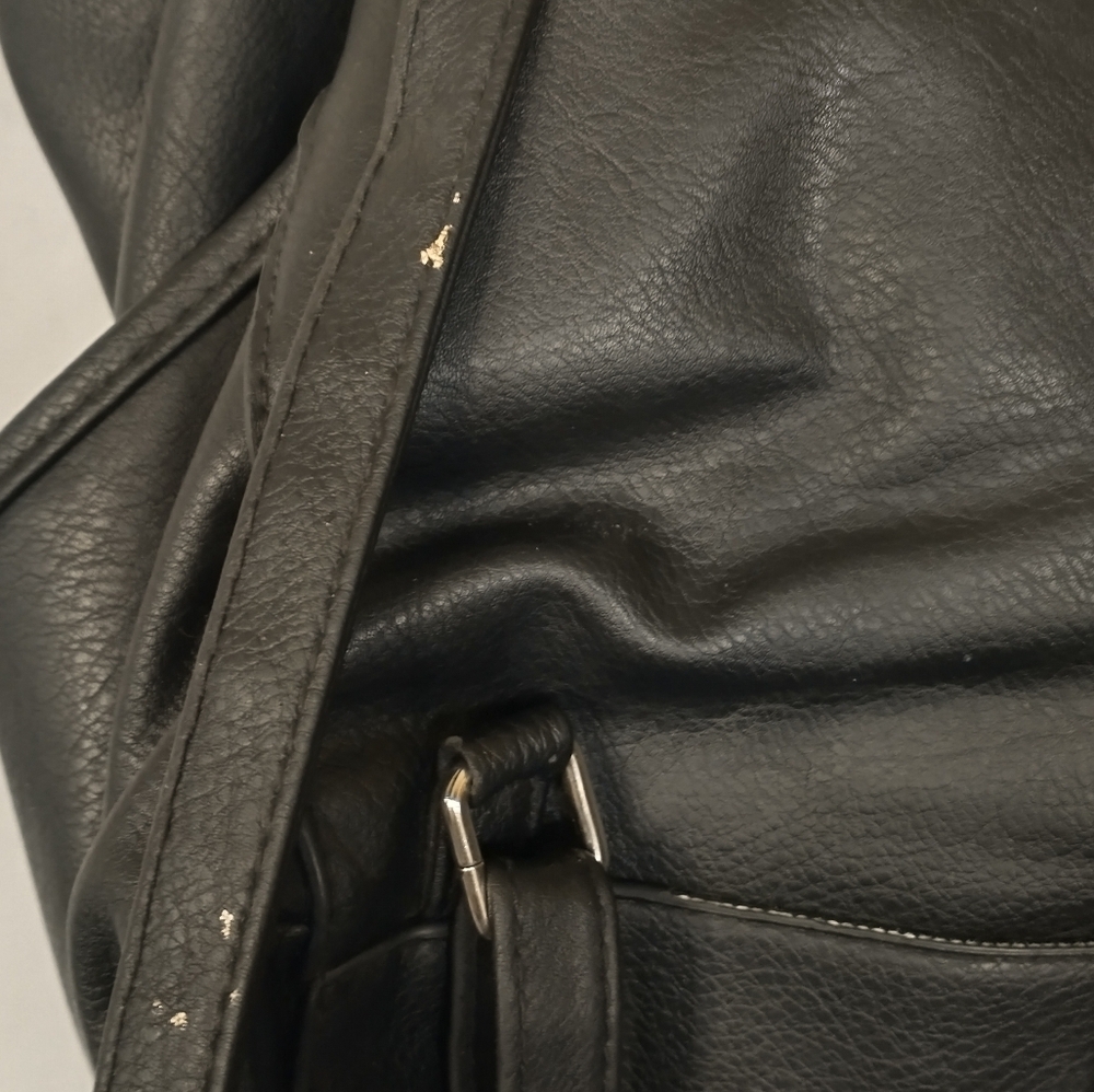 American Eagle Black Boho Bohemian Faux Leather Backpack - Picture 4 of 5